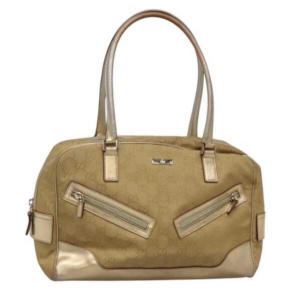 GUCCI GG Canvas Hand Bag Gold Tone 002 1115 Auth ti3284 - Picture 1 of 16